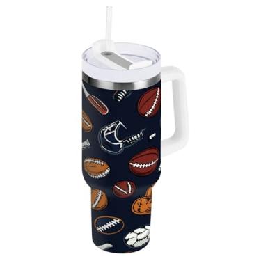 Imagem de Qilmy Copo esportivo de 1,134 g com tampa e canudo, copo térmico de aço inoxidável durável à prova de vazamento com alça, garrafas de água à prova de derramamento para viagens1031