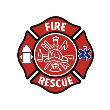 Imagem de Adesivos de vinil em forma de maltês Red Fire Rescue para adultos - Adesivos impermeáveis para garrafas de água, laptops, telefones - Decalques de vinil duráveis divertidos (1 peça, 7 polegadas)