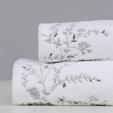 Imagem de Artelassê Toalha de Banho Gigante Raffinato Branco/Cinza Artelassê Gigante Branco/Cinza Brita