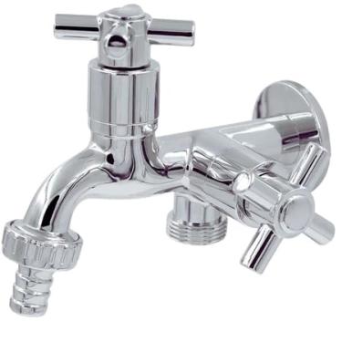 Imagem de Torneira Gourmet Flexível 360° Parede Água Fria 2 Modos de Jato Aço Inox Silicone(Prata/Parede)