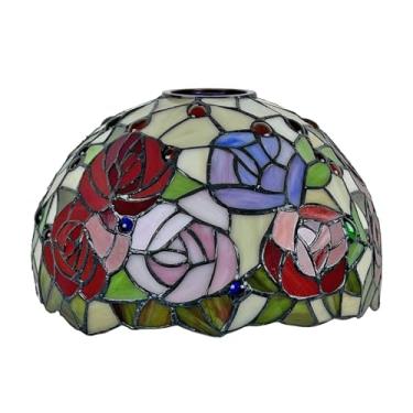 Imagem de Cúpula de Abajur Tiffany de Reposição, Cúpulas de Vidro Colorido Rosa de 12x7 Polegadas, Encaixe de 1-5/8 Polegadas para Luminária de Chão com Arco, Luminária de Pé, Luminária Pendente, Lumi