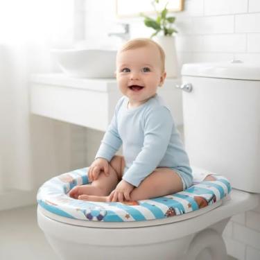 Imagem de Redutor Assento Vaso Sanitário Infantil Anatômico Estável Higiênico Desfralde Fácil Conforto Segurança PVC Leve (Azul)