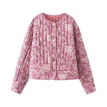 Imagem de Jaqueta Feminina De Manga Longa Com Estampa Floral Vintage, Casaco Aco