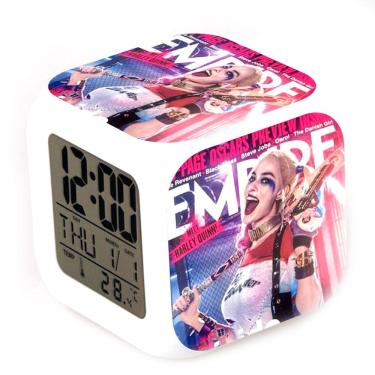 Imagem de Despertador Harleys Quinns de 7 cores com mudança de LED com termômetro
