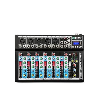 Imagem de VDA107L Mixer de Áudio Profissional 7 Canais,Bluetooth 5.0, USB Phantom Power 48V Placa Som Digital com 6 Modos Efeito, Ideal para Shows ao Vivo Casamentos Podcasts Transmissões e Gravação em Estúdio