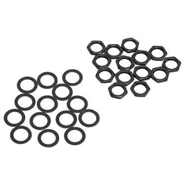 Imagem de EVGATSAUTO Kit Arruela de Porca de Guitarra M9 Rosca Fêmea Potenciômetro Porcas e Arruela Substituição para Guitarra Elétrica Baixo (Preta)