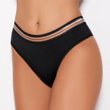 Imagem de Calça Básica com Cós Transparente Cor:PretoTamanho:GG - Minha Calcinha