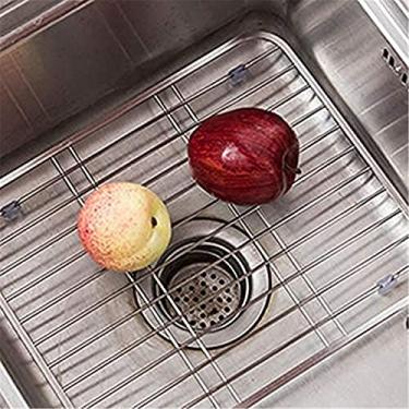 Imagem de Escorredor de pia de aço inoxidável 304 al cozinha frutas vegetais escorredor de pratos grade protetora de pia de cozinha (cor: prata) DAKSL (cor: prata) organizador de balcão