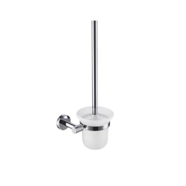 Imagem de Barra de toalha de mão de aço inoxidável cromada, suporte de papel higiênico, gancho de roupão de banho, saboneteira, escova de banheiro, anel de toalha A (suporte de escova de vaso sanitário)