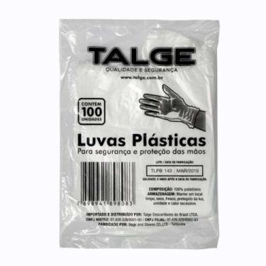 Imagem de Luva Plástica Descartável Proteção Higiene e Praticidade Talge 100un, 