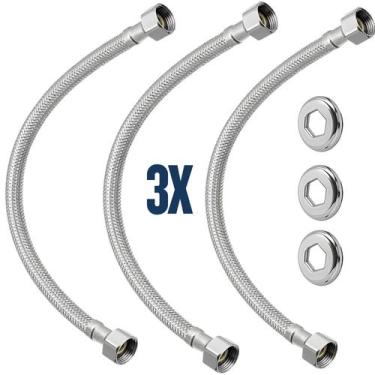 Imagem de Kit 3 Engate Rabicho Flexivel Aço Inox Fêmea Fêmea 40cm 1/2 - BNP UTIL