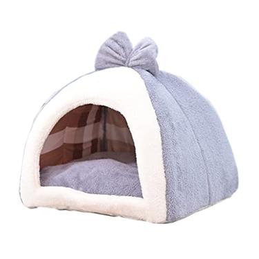 Imagem de MOAIYU Tie Decor Cama redonda para cães de estimação fechada para ninho cobertor quente aconchegante toca removível para cães e gatos Supp