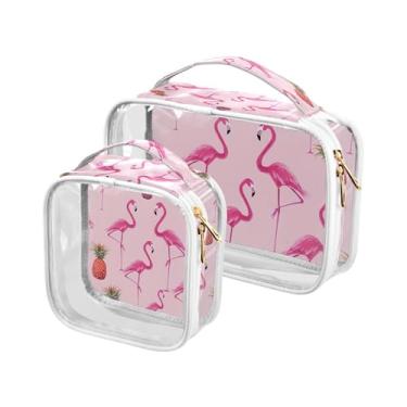 Imagem de xigua Bolsa de maquiagem flamingos para mulheres, bolsa de cosméticos de viagem, bolsa de higiene portátil à prova d'água para viagens, férias, organização de banheiro