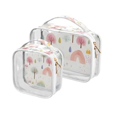 Imagem de xigua Bolsa de maquiagem de árvore colorida para mulheres, bolsa de cosméticos de viagem, bolsa de higiene portátil à prova d'água para viagens, férias, organização de banheiro