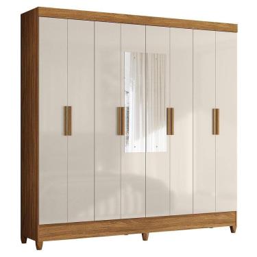 Imagem de Guarda Roupa Casal Marajó 8 Portas Freijó-off White Com Espelho - Moval Freijó-off White