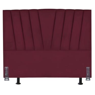 Imagem de Cabeceira Cama Box King 195 Cm Vivian Em Suede Com Frame Bordô
