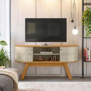 Imagem de Bancada Rack Atlanta 2 Portas MDF Para TV Até 55 - Cumaru/ Opala - NEW