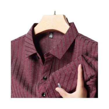 Imagem de Camisa Masculina Casual De Negócios Com Manga Curta Estampada, Sem Nec