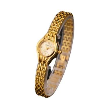 Imagem de Relógio De Pulso Feminino De Luxo Em Aço Inoxidável Dourado, Elegante 
