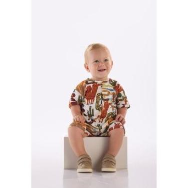 Imagem de Macaquinho Bebê Menino em Algodão Três e Já-Masculino