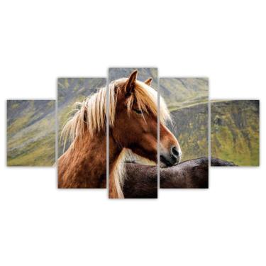 Imagem de Quadros Decorativos Mosaico Mdf Cavalo Marrom 115X60Cm