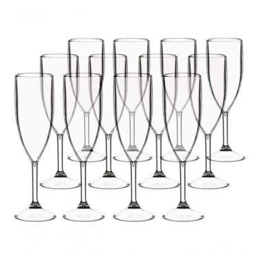 Imagem de Taça para Espumante 12 Taças 180ML Acrílico Translúcida para Festas Transparente Higipack
