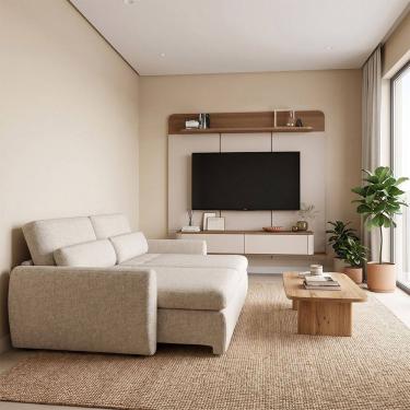 Imagem de Conjunto Sala Painel Suspenso Concept para Televisão 70 Polegadas com Sofá Charlie 3 Lu...