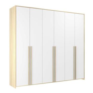 Imagem de Guarda-roupa de Bebê 6 Portas Modulados Branco/Nature - Divicar Móveis