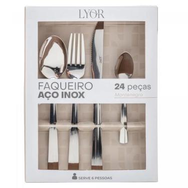 Imagem de Faqueiro 24 Peças Positano Aço Inox Lyor Jogo Talheres