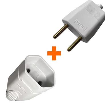 Imagem de Tomada Fêmea 10a + Plug Macho 2 Pino 10a Extensão - Ilumi
