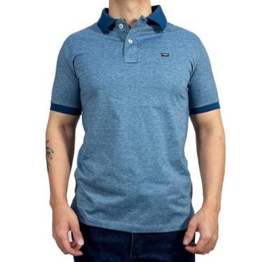 Imagem de Camisa Gola Polo Masculina Jaquard Dawson, Azul, XG