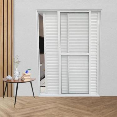Imagem de Kit com 2 Portas Balcão de Alumínio 3 Folhas Móveis 210 x 120cm com Fe