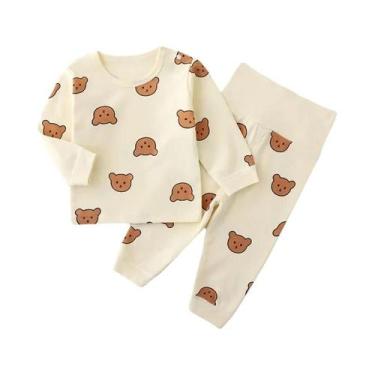 Imagem de Pijama Unissex Para Bebês, Cintura Alta, Estampa De Urso Fofo, Roupa D