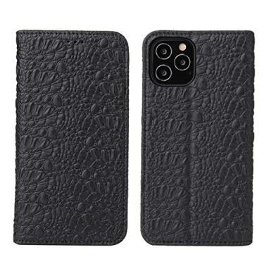 Imagem de LAHappyL Capa carteira para iPhone 13 Pro Max/13 Pro/13/13 Mini, capa flip de couro legítimo de luxo com compartimentos para cartões, fecho magnético de jacaré com suporte protetora, preta, 13 mini 5,4 polegadas