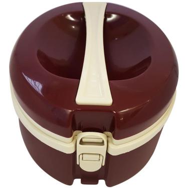 Imagem de Termoprato 1,5l Marmita Prato Triplo Térmico Alça Microondas Bordô