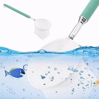 Imagem de Pssopp Rede de pesca para aterrissagem, extensível rede de pesca telescópica de camarão para skimming de aço inoxidável para aquário peixes, lagoa, lago (verde-redondo)