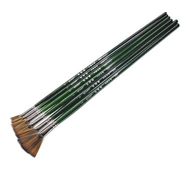 Imagem de 7 pcs Conjunto de Pincéis de Escova Ventilador Escova de Cabelo de Nylon Cabo de Madeira Longo Pincel para óleo Acrílico Aquarela Guache Pintura Arte suprimentos POPQ