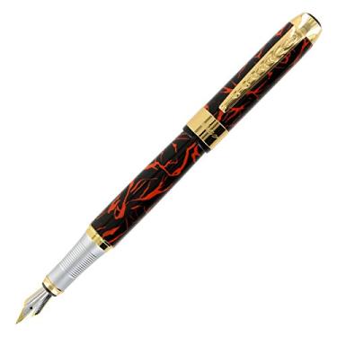 Imagem de Caneta-tinteiro JinHao 250 (acabamento dourado mágico médio, preto e vermelho)