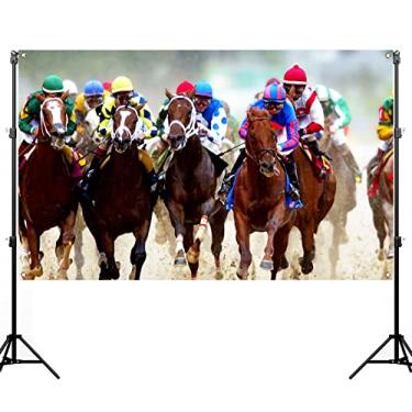 Imagem de Cenário de cabine fotográfica Kentucky Derby Churchill Downs corrida de cavalos para ambientes internos e externos, fotografia, decoração de fundo de parede para casa