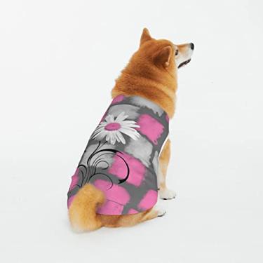 Imagem de Ivarunner Daisy Pet Roupas Lindas Camisetas para Cães, Rosa Cinza Xadrez Gatos/Cães Colete Traje para Animais de Estimação Vestuário para Raças Pequenas, Médias Grandes, para Cães/Gatos