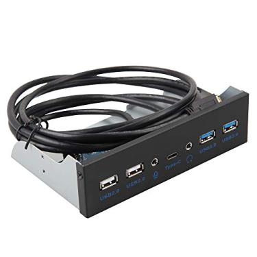 Imagem de Painel frontal USB USB 3.0 Painel de metal frontal PinPle 10 Gbps com 2 portas USB 3.0 2 portas USB 2.0 1 porta Tipo-C 1 porta de saída de áudio HD 1 porta entrada de microfone para desktop