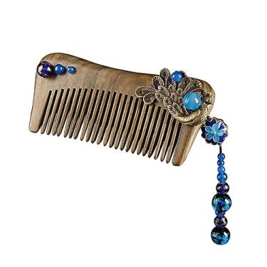 Imagem de 11,8 cm pente antigo estilo chinês pente sândalo verde pente retrô pingente