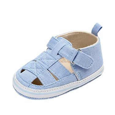 Imagem de Sandálias infantis para bebês meninas moda furada verão prewalker sandálias sapatos sandálias de berço para meninas 12, Azul, 9-12 Meses