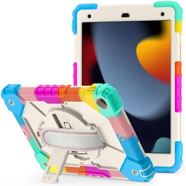 Imagem de Capa para tablet Capa protetora completa à prova de choque compatível com iPad Pro 10.2 （2019/2020/2021） 7ª/8ª capa, suporte multifuncional giratório de 360 ​​graus + alça de ombro Estojo Protetor Com