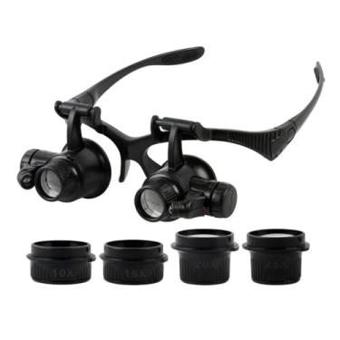 Imagem de Kit de acessórios para microscópio, faixa de cabeça com luz de LED, lupa de óculos 2,5 x 4 x 6 x 8 x 10 x 15 x 20 x 25 x 25 x lente óptica lupa de vidro para relojoeiro reparo de joias slides de