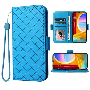 Imagem de Furiet Compatível com LG Velvet 5G/LGVelvet Verizon G5 UW T-Mobile 2020 Capa carteira com alça de pulso e suporte de cartão flip de couro para celular LM G900UM 4G Tmobile feminino masculino azul