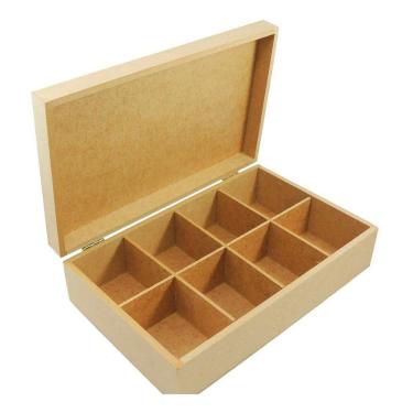 Imagem de Caixa lisa mdf 8 divisórias 27x17x7 artesanato bombom