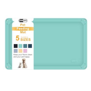Imagem de Gimilife Tapete de ração para animais de estimação, tapete de silicone para alimentação e água, à prova d'água com lábios altos, tapete de tigela para animais de estimação para bebedores bagunçados