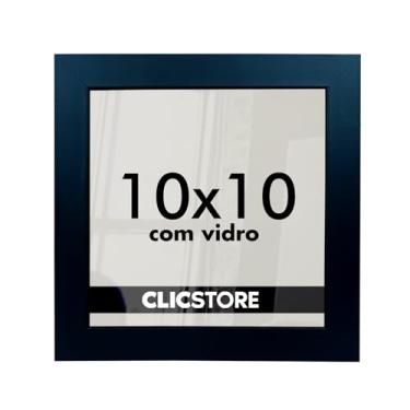 Imagem de Moldura 10x10Cm Com Vidro e Fundo Fotos Quadros Retrato Imagem Decoração (Preto)