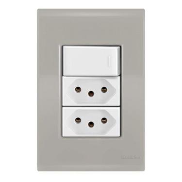 Imagem de 1 Paralelo + 2 Tomadas 20A - Tramontina Liz Fendi / Branco